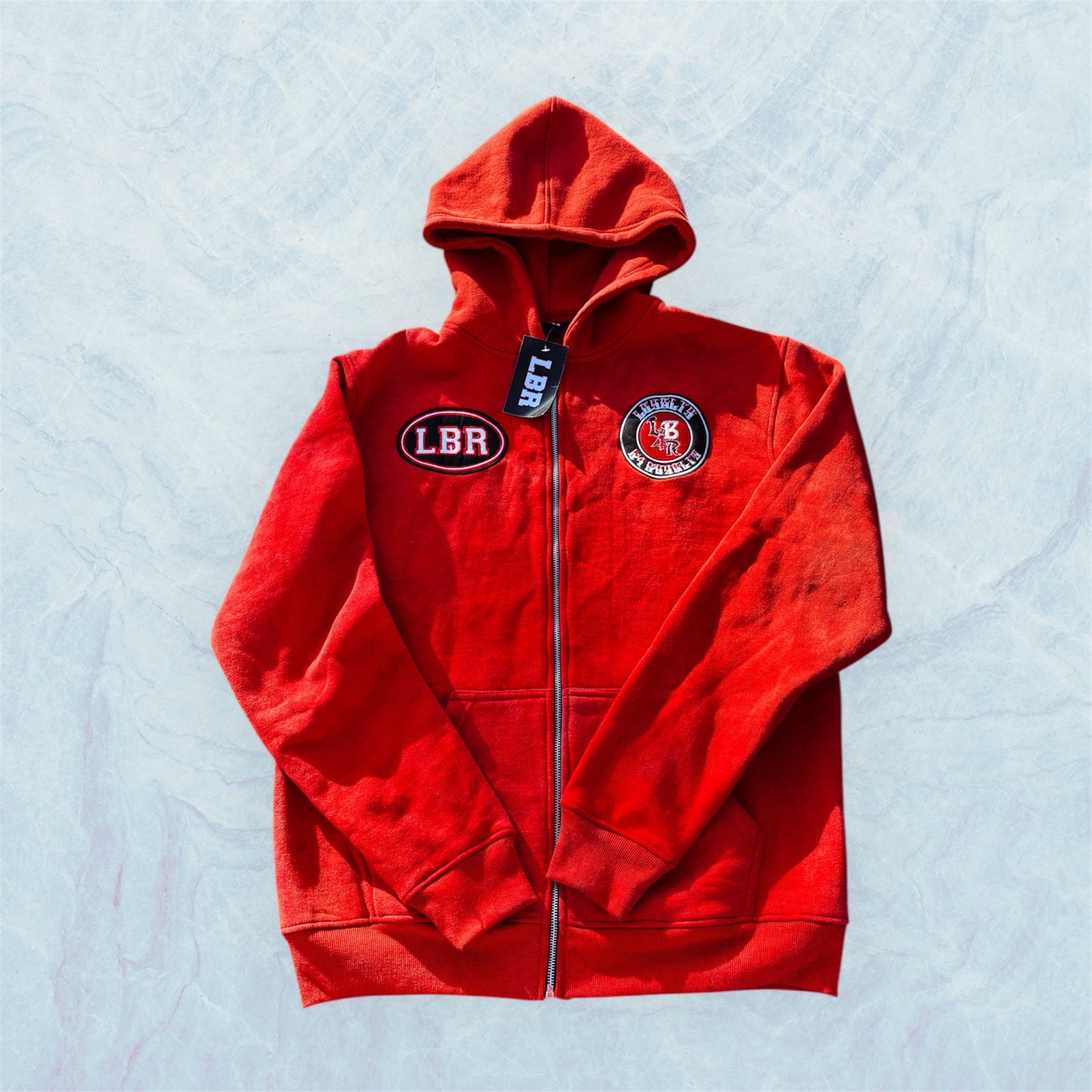 red lifestyle full zip up hoodie