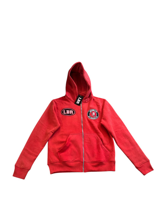 red lifestyle full zip up hoodie